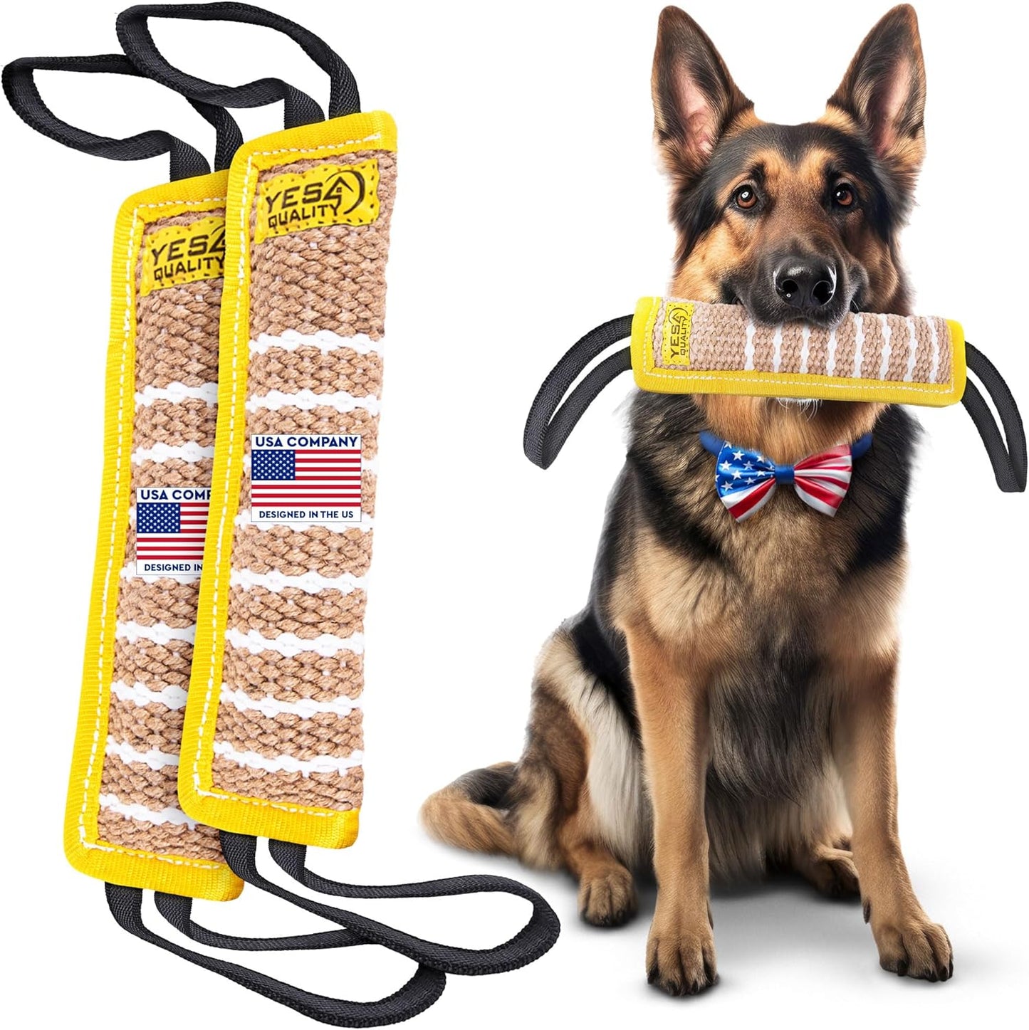 Dog Bite Tug Toy - Durable Jute Pull Toy for Small to Medium Dogs | 2 Pack, 11.8"x3.5" - Ideal for Tug of War & Training