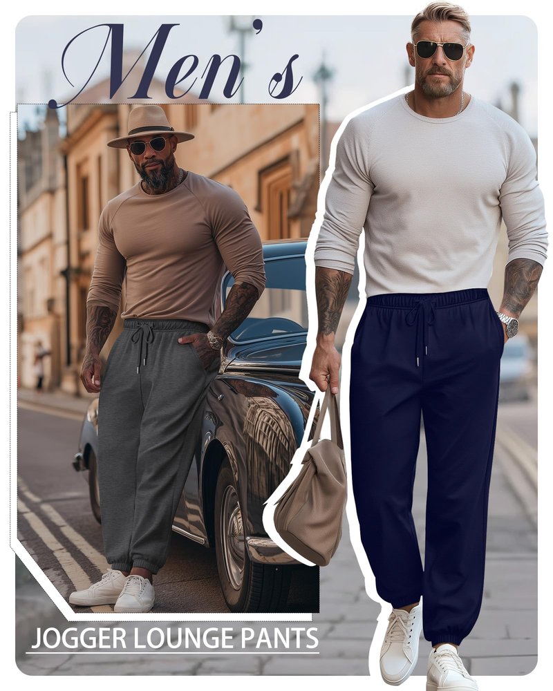 August Alley 3 Pack Big and Tall Sweatpants for Men Athletic Workout Jogger Lounge Pants with Pockets and Drawstring(Black,Navy Blue,Dark Grey,5X-Large)