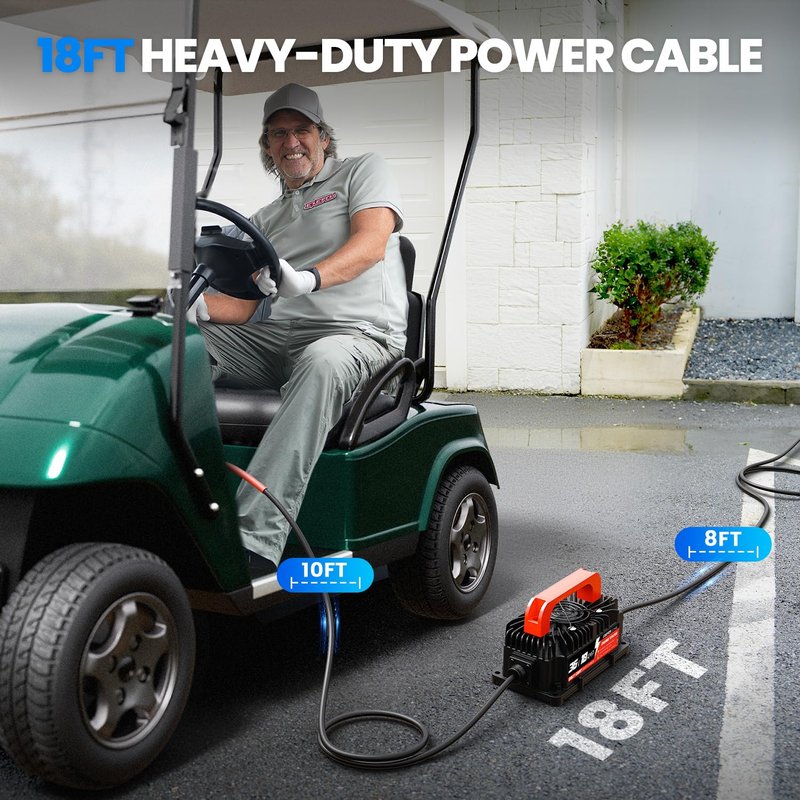 EXEFCH 36 Volt 18 Amp Golf Cart Charger for EZGO TXT with 2-Pin D Style Plug Only for Lead Acid Battery