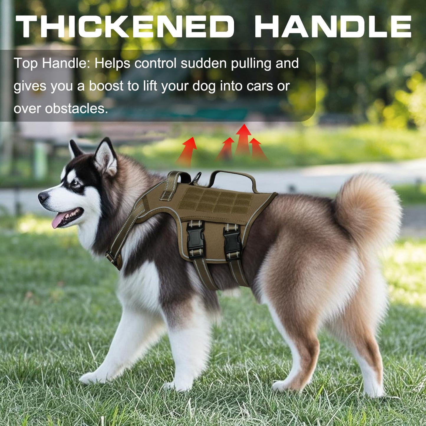 Dog Harness for Large Dogs Heavy Duty, No Pull Tactical Dog Harness with Molle System, Easy On and Off Service Dog Vest, Breathable Padded, Adjustable Reflective Pet Vest for Walking Hiking Training