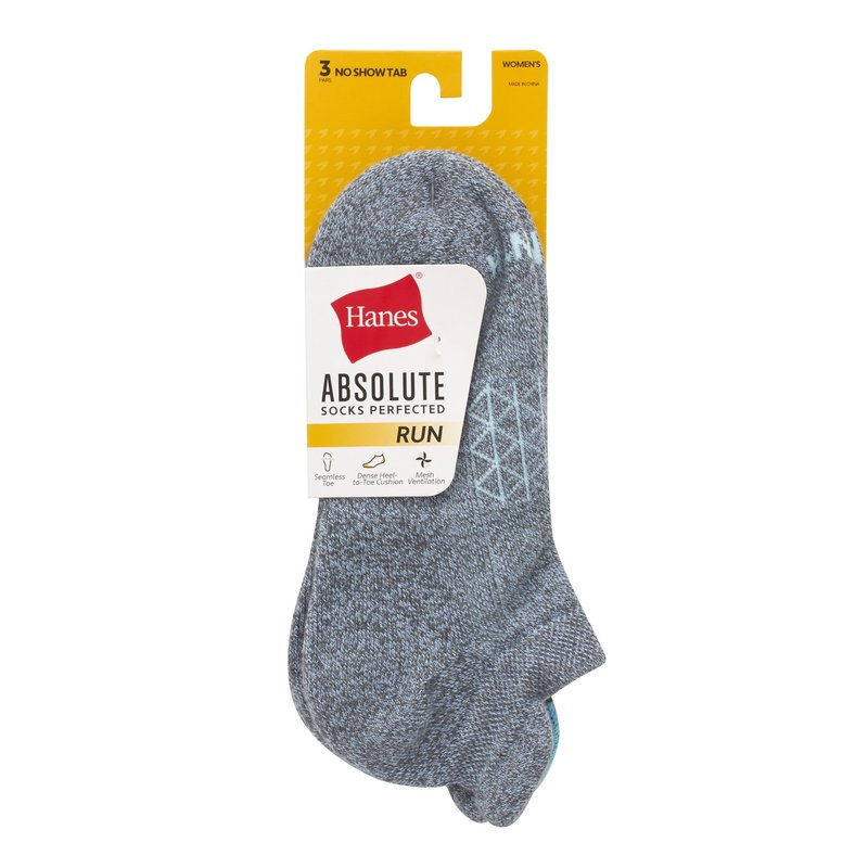 Hanes Women's No Show Running Socks, Absolute Run Socks, Breathable No Show Tab Socks for Running, 3-Pack