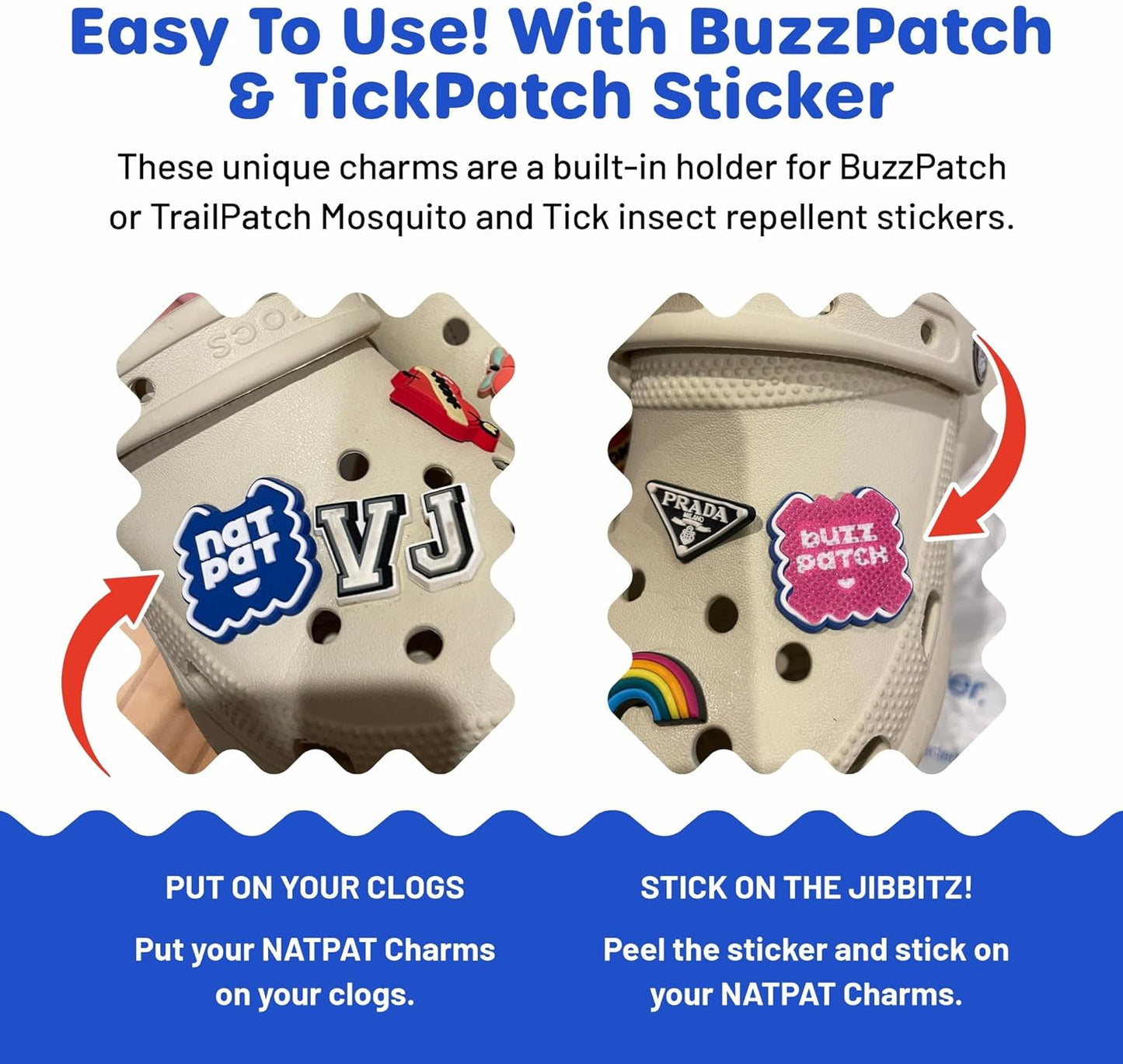 Shoe Charms for Crocs - Fun Sticker Holders for Kids & Adults | 2 Pack Compatible with BuzzPatch & Trailpatch