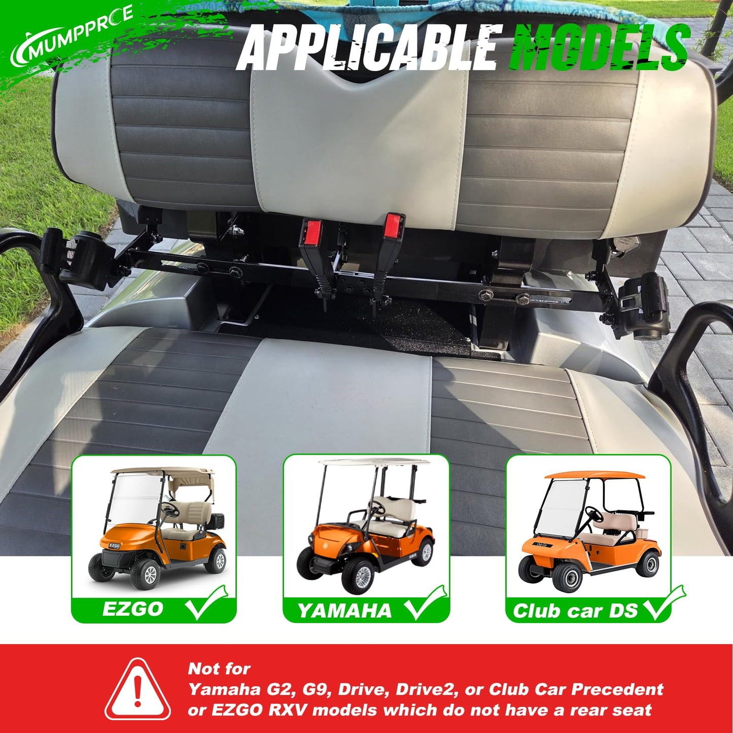 MUMPPRCE 4 Pack Universal Golf Cart Seat Belts, Fits 4-Seats EZGO, Club Car Yamaha Golf Cart, Retractable 2+2/4 Passengers Seat Belts Kit, Front Rear Seat Belts with Bracket