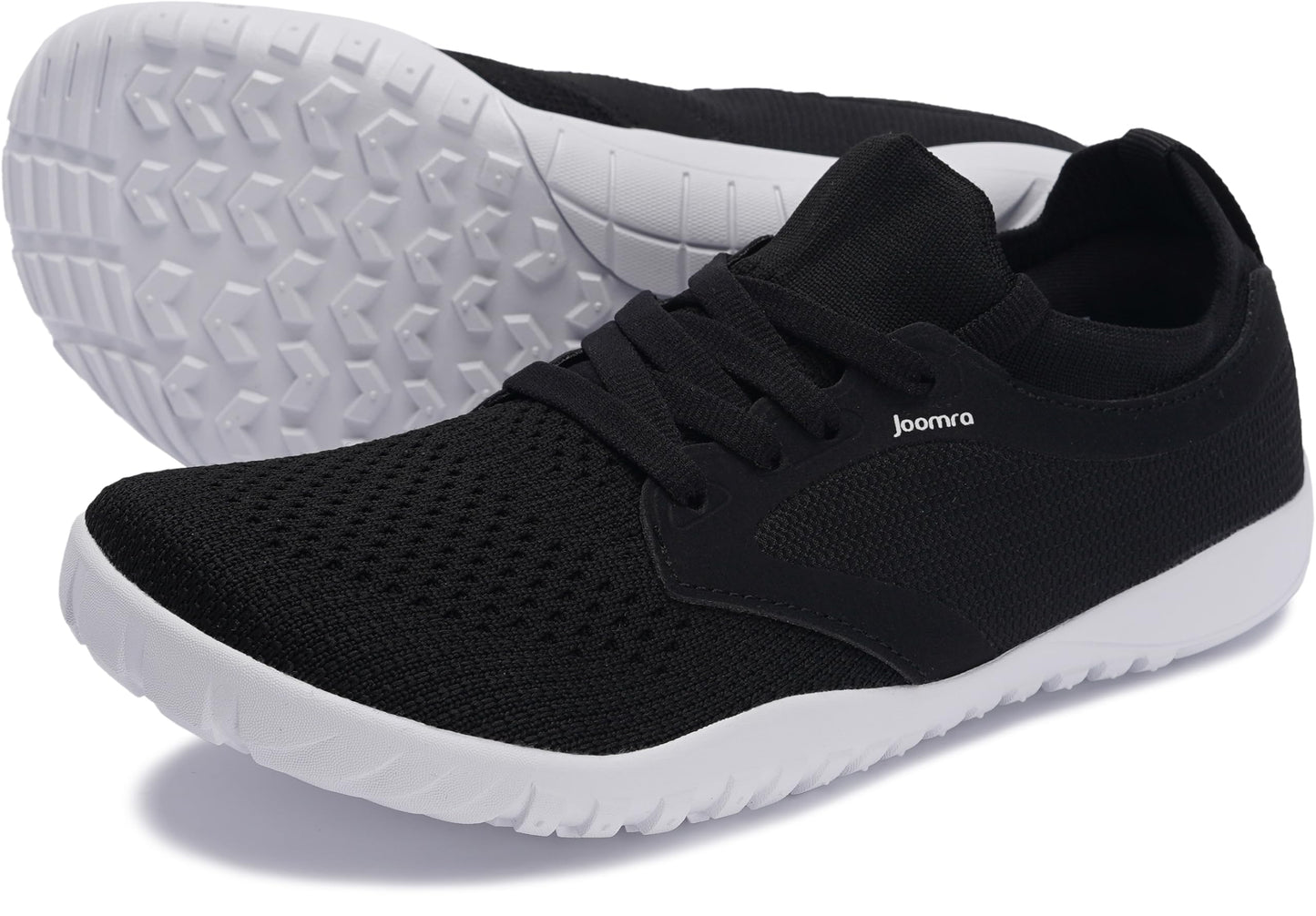 Joomra Women's Wide Minimalist Barefoot Shoes | Wide Toe Box Fashion Sneakers | Zero Drop Grippy Sole Black White Size 7.5-8