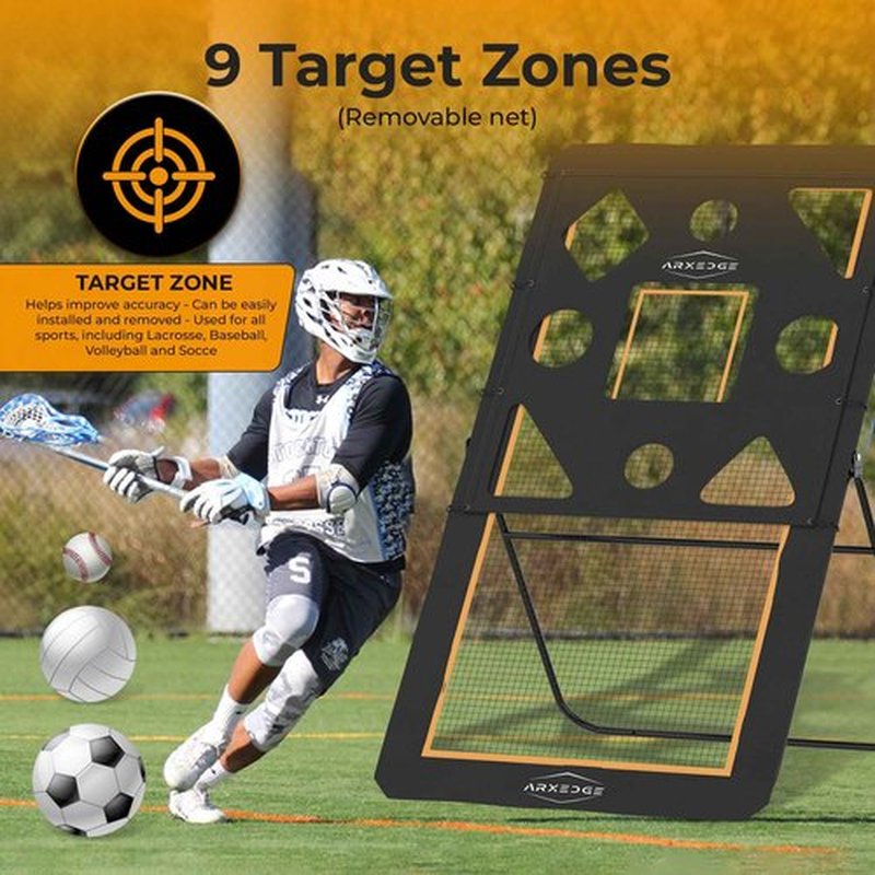 Lacrosse Rebounder for Backyard & Volleyball Rebounder with Bonus Target Net, 5 Rebound Angles, Strong Bounce back, 4x7ft Large Practice Area - Durable Volleyball Rebounder Net for Multisport Training