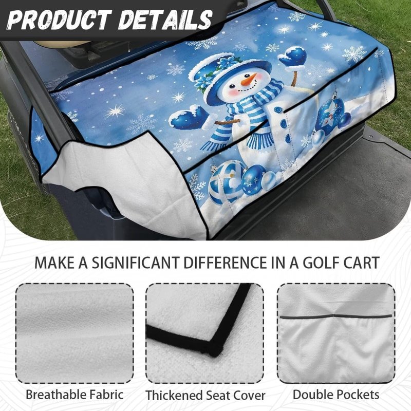 Bulopur Golf Cart Towel Seat Covers Terry Cloth Cute Christams Snowman Washable Easy Install Golf Cart Seat Covers Kit for EZGO TXT RXV/Club Car DS Precedent
