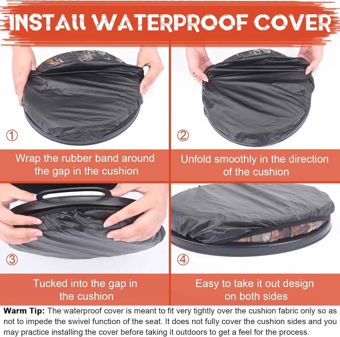 WarBull 5 Gallon Bucket Seat - 360-Degree Swivel Foam Cushion with Waterproof Cover for Hunting, Fishing & Camping