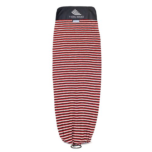 Tidal Wake TAG-IT Snub Nose Surf & Wake Board Sock Bag with Built-in Name Tag 58", Tag Your Bag - Personalize with Your Name! (Red & Black Striped)