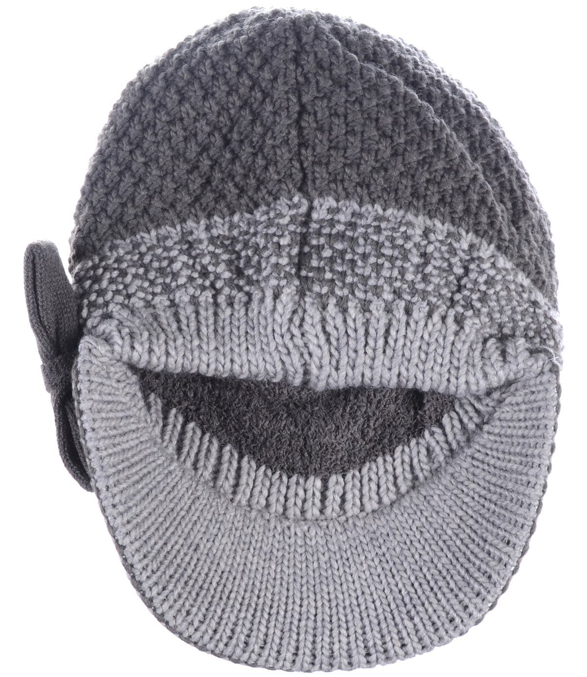 BYOS Womens Winter Warm Fleece Lined Knitted Beret Beanie Hat Cap w/Visor Peak (Dk.Gray Bow)