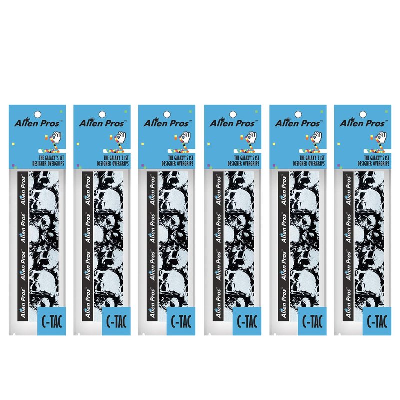 ALIEN PROS Tennis Racket Grip Tape (6 Grips) – Tac Moisture Feel Tennis Grip – Tennis Overgrip Grip Tape Tennis Racket – Wrap Your Racquet for High Performance (6 Grips, Skull)