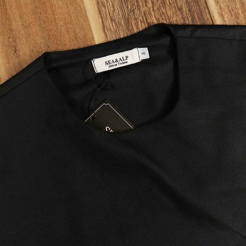 SEA&ALP Men's Fashion Clothes African Shirt and Pant Suit Dashiki Long Sleeve Casual Outfits Blouse Pockets Black T6 Large
