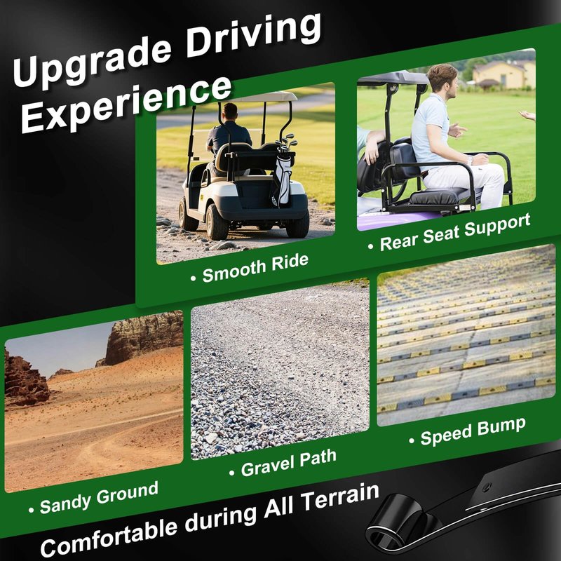 Cartalia Upgraded Heavy Duty Rear 2-Leaf Springs Kit for EZGO RXV 2008-Up Gas & Electric Golf Cart Suspension Replaces OEM 603498 604494, Includes Bushings, Sleeves & U-Bolts Rear Seat Load Support
