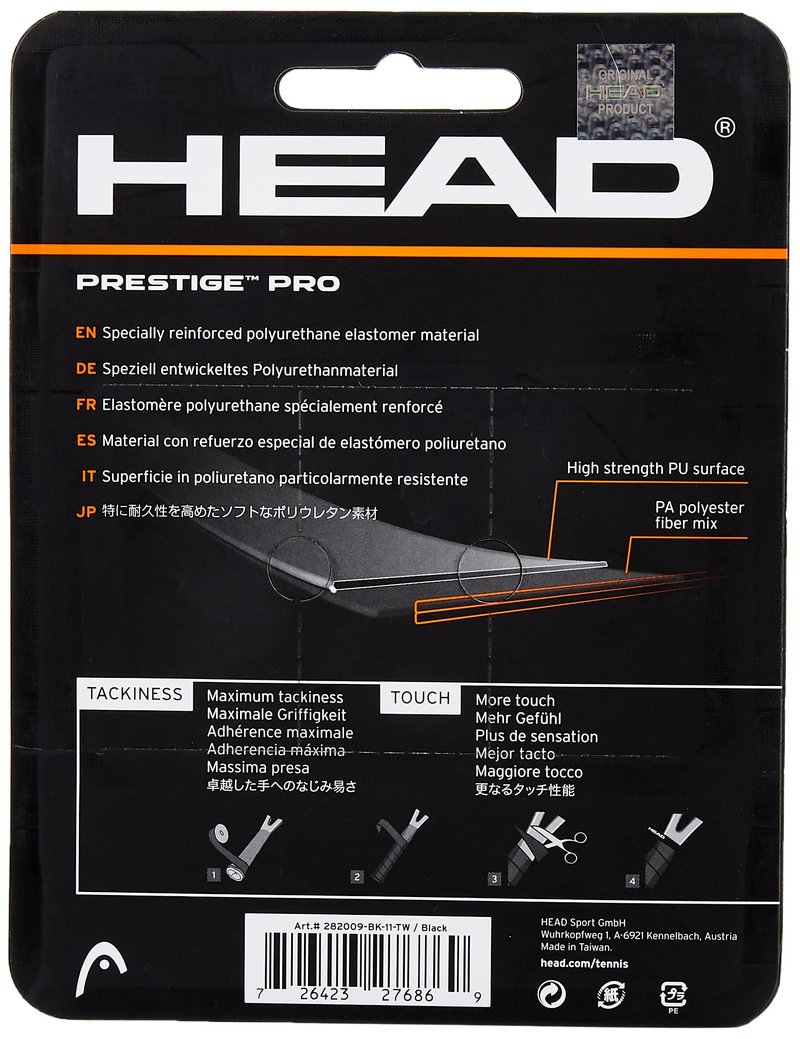 Head Prestige Pro Tennis Racquet Overgrip - Black