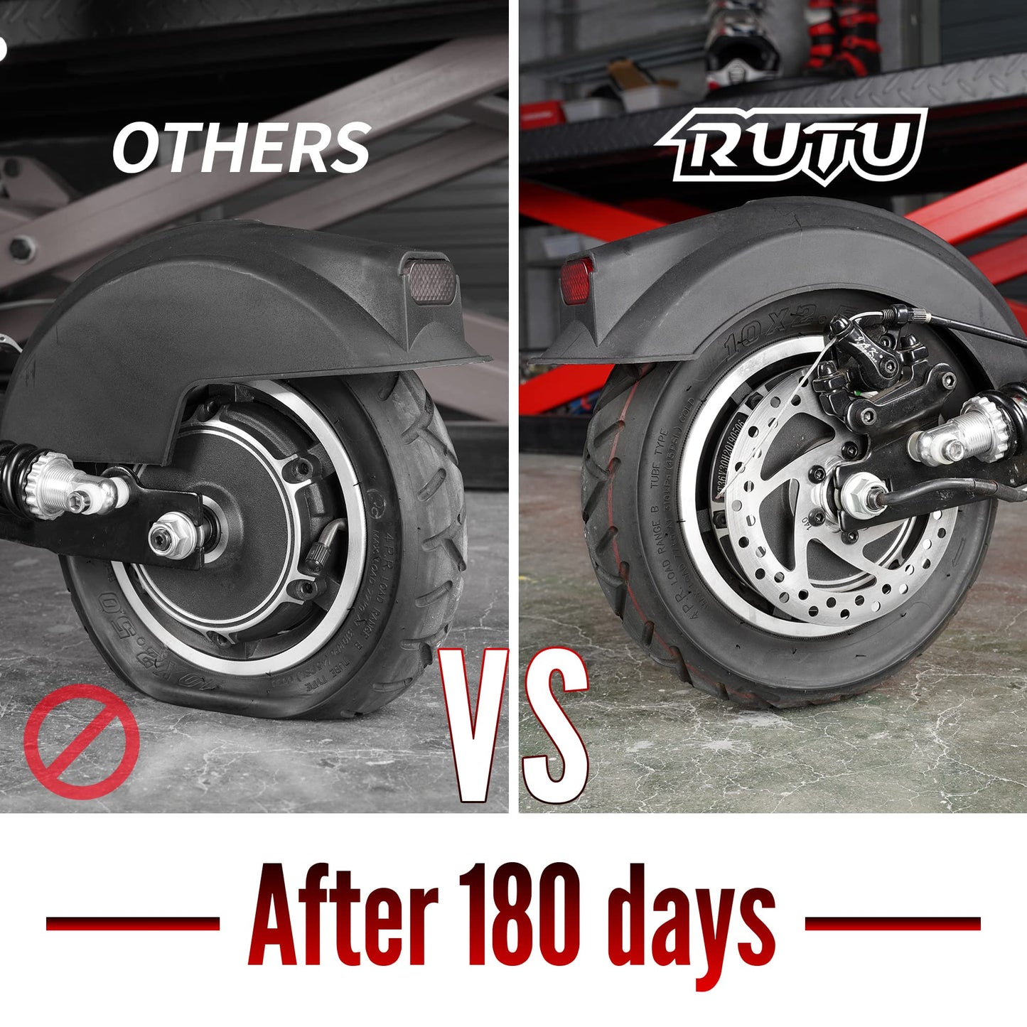 RUTU 10x2.50/2.75 Inner Tubes Thicker 45%- 10" Scooter Tube Set Compatible with Electric Scooter, Smart Self-Balance Scooters & Boards with TR87 36v 48v 400w 500w 800w Hub Motor Mijia M365-2 Pack