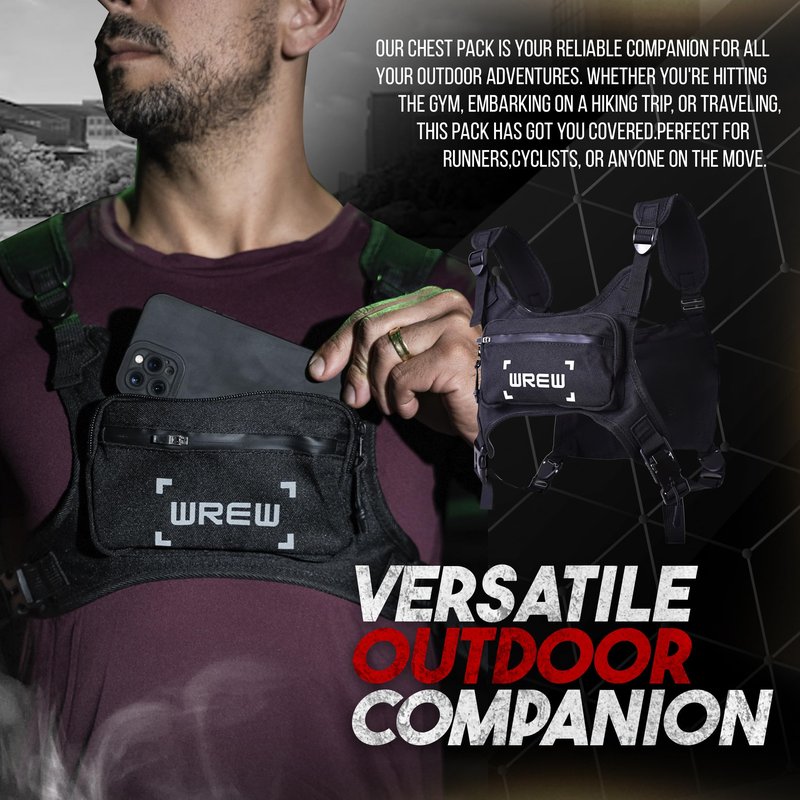 Water Resistant Running Chest Pack for Men-Running Phone Holder with Extra Storage-Lightweight Running Vest for Workouts