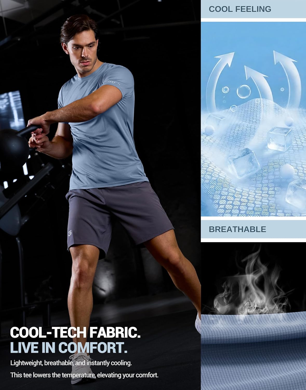Men's Breathable Grid T-Shirts - Lightweight Dry Fit UPF 50+ Sun Protection Tee for Running & Hiking