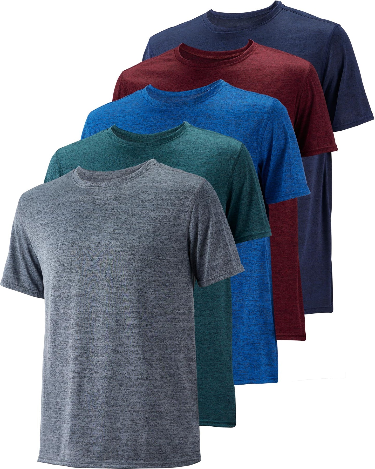 WHITE PEAK TRADING COMPANY 5 Pack Mens Workout T-Shirts Quick-Drying Athletic Short Sleeve Crew Neck Running Gym Tee Tops