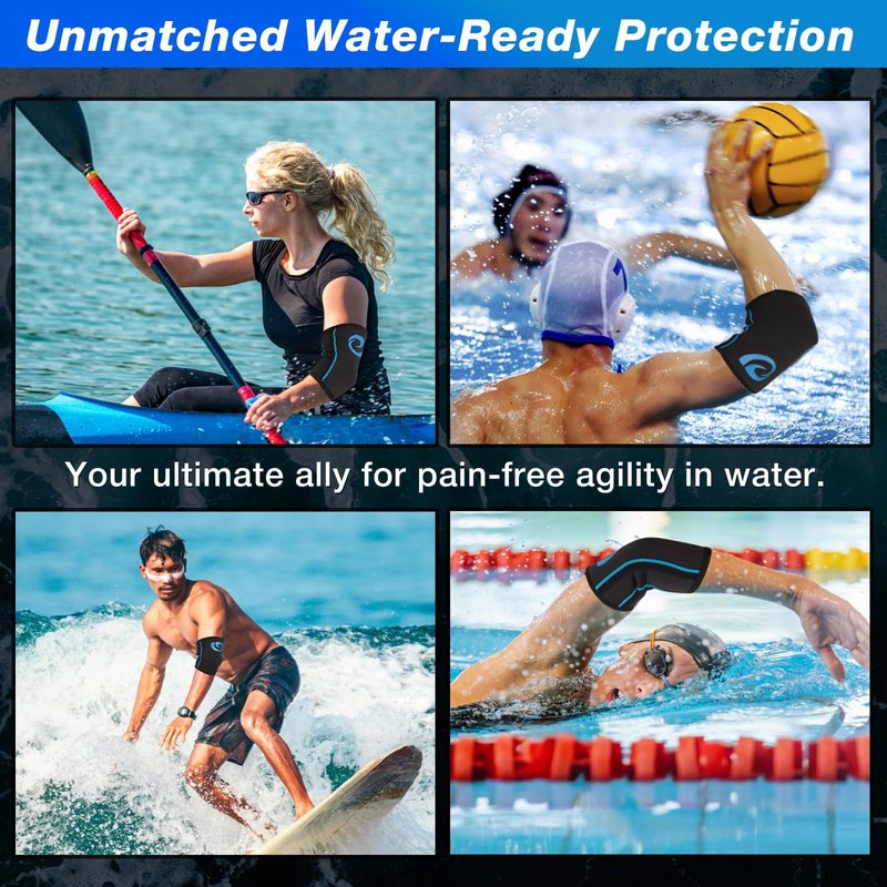 Nvorliy AquaFlex Pro Elbow Brace, Compression Elbow Sleeve for Swimming, Aquatic, Sailing, Scuba Diving, Surfing, Paddle Boarding, Kayaking & Injury Recovery – Supports Women & Men (Medium)
