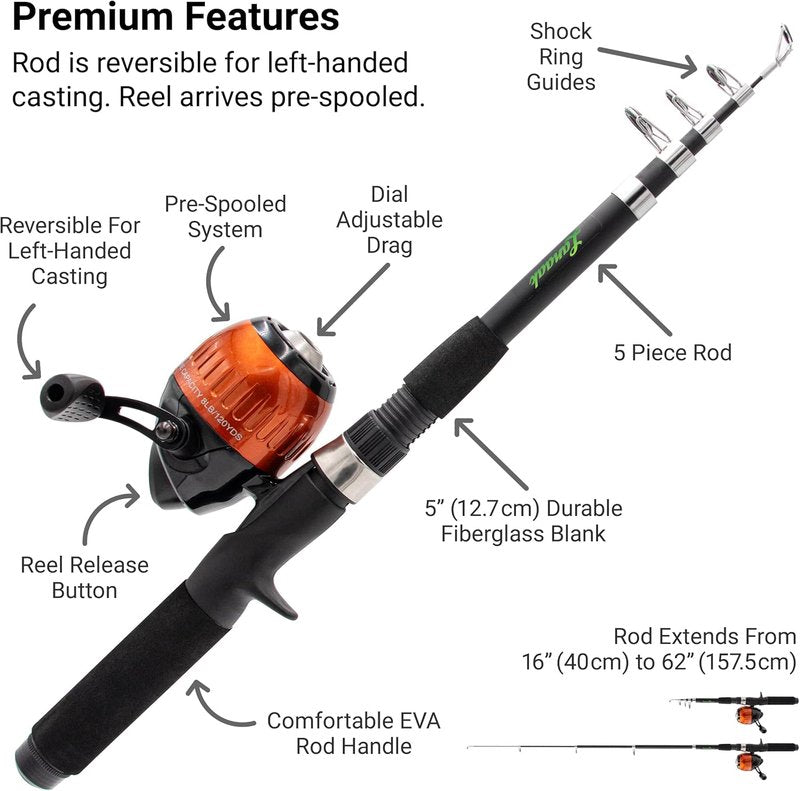 Kids Fishing Pole - Portable Telescopic Fishing Rod Set with Tackle Box & Net | Ideal Gear for Ages 5-10