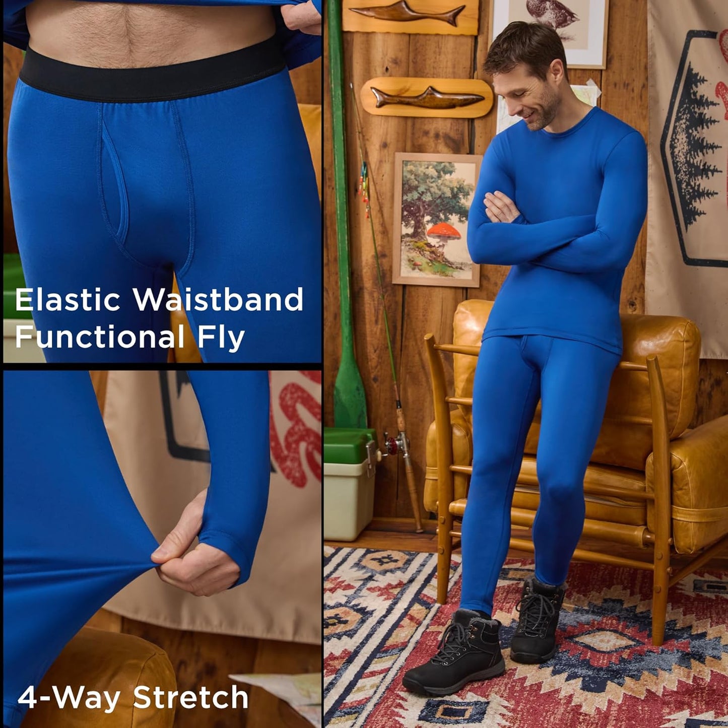 Cuddl Duds Men's Lightweight Active Base Layer Set - Breathable Long Sleeve Top & Leggings | Perfect for Lounging
