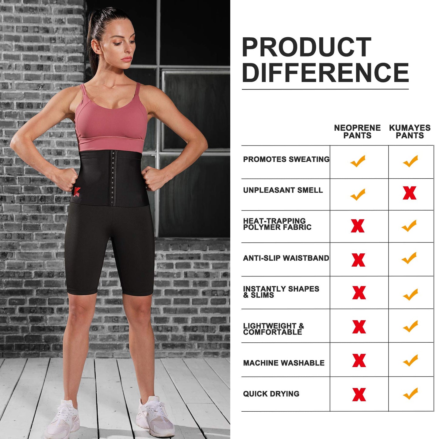 KUMAYES Sauna Sweat Pants for Women High Waist Slimming Shorts Compression Thermo Workout Exercise Body Shaper Thighs