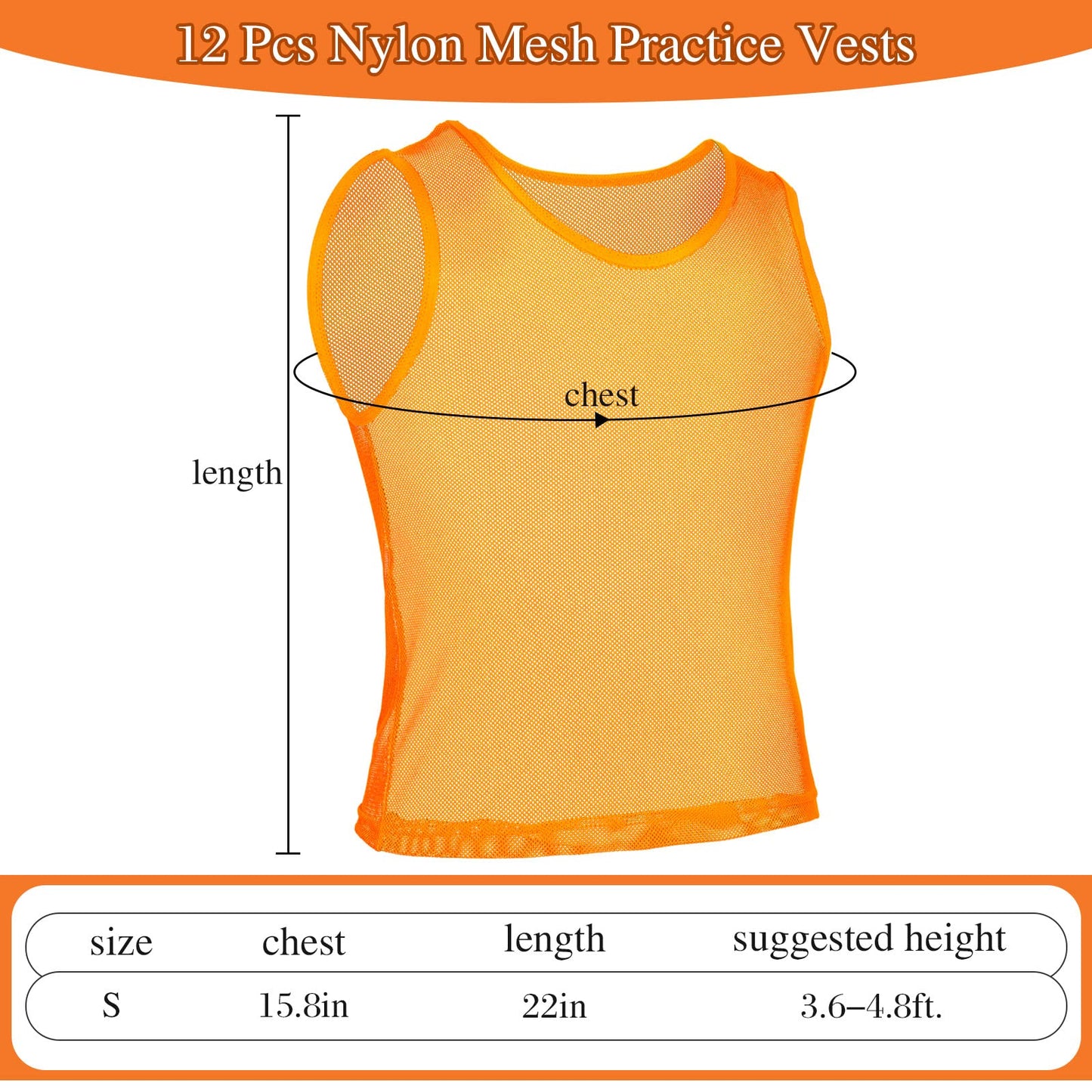 Sintege 12 Pcs Soccer Pinnies Pennies Jersey Scrimmage Vest Sports Practice Jersey Mesh Basketball Vest for Youth Adult Kids(Medium,Green, Orange)