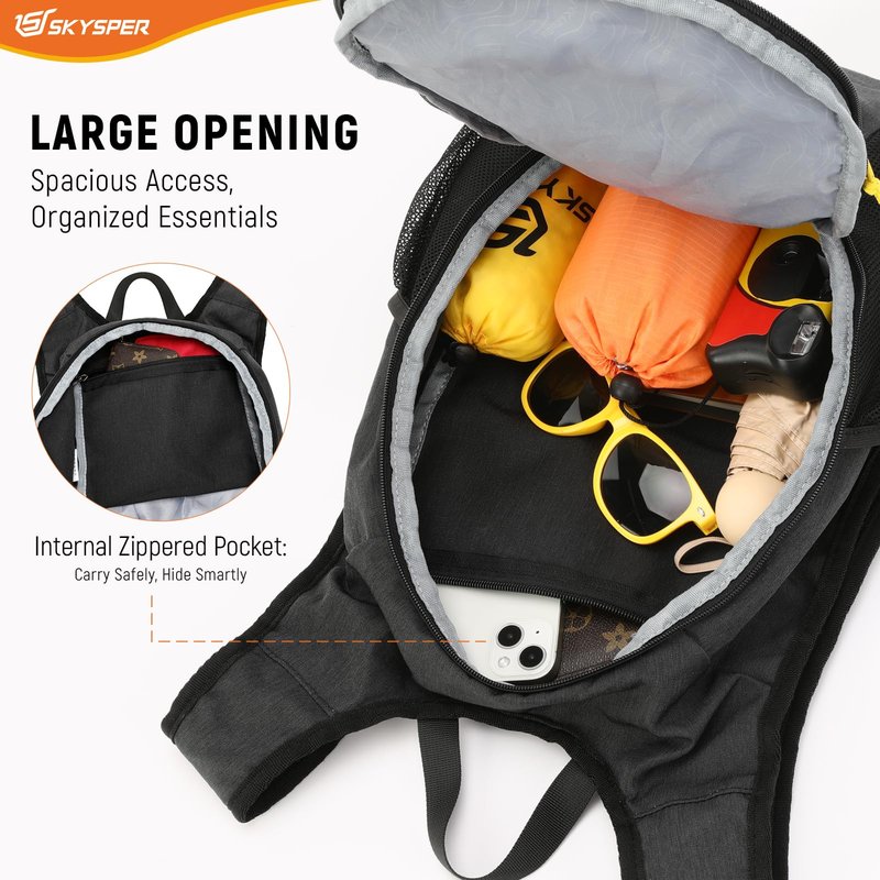 SKYSPER 20L Foldable Hiking Backpack Lightweight Packable Travel Daypack with Chest Strap Small Outdoor Folding Back Pack Collapsible Bag for Women Men (Black)
