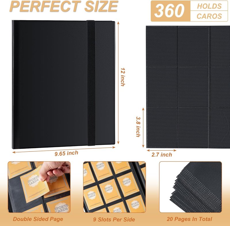 9 Pocket Card Binder - Sturdy Side-Loading Album for YuGiOh, MTG, TCG & Baseball Cards | Black