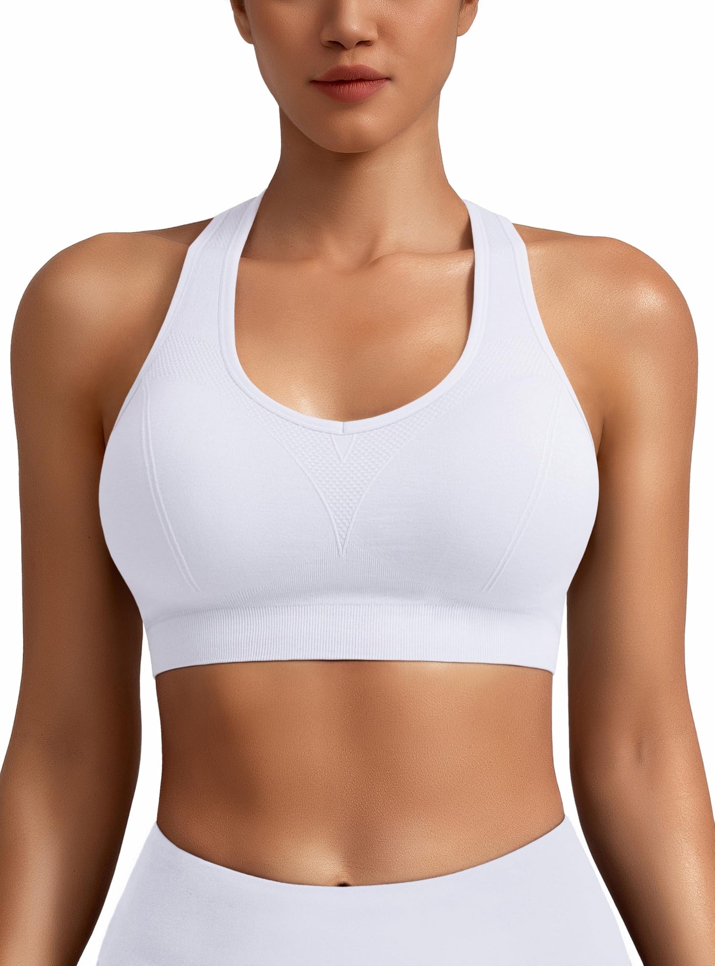 MIRITY Women Racerback Sports Bras - High Impact Workout Gym Activewear Bra Pack of 5 Color 1 Large