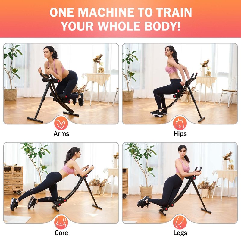 ZELUS Ab Workout Equipment for Gym, Ab Machine Exercise Equipment for Home Workouts, Ab Crunch Coaster Core Trainer with 4 Intensities and Digital Display, Foldable Abdominal Trainer Waist Toner