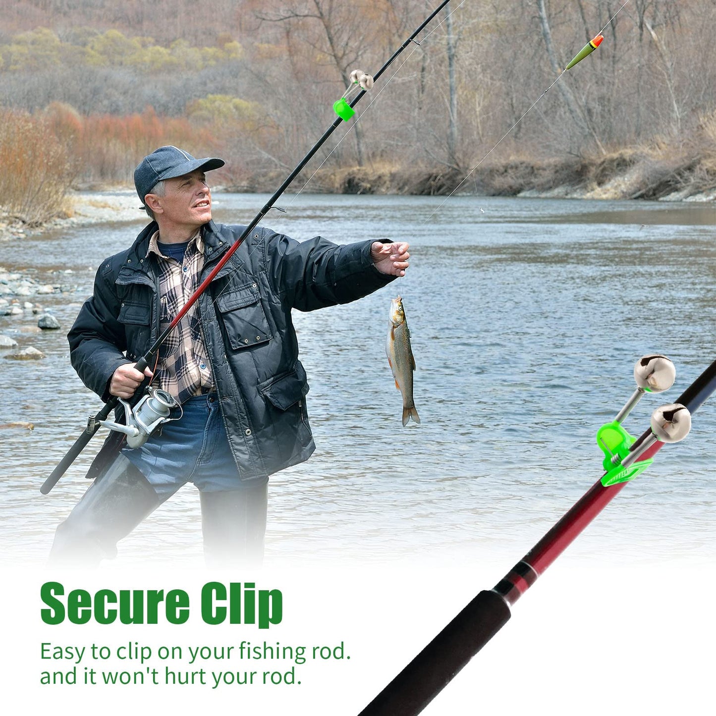 Honoson 200 Pcs Plastic Fishing Bells Clip on Fishing Rod Alarm Bell Fish Bite Alarm Fishing Bite Indicators with Dual Alert Bells