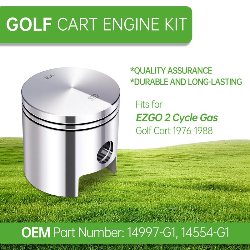 10L0L Piston and Piston-Rings-Gasket-Kit for EZGO 2 Cycle Gas Golf Cart 1976-1988, 72mm Standard Bore 244cc EC25-DS EC25 2PG Engine, Replaces OEM 14997-G1 14554-G1, Durable Engine Rebuild Kit