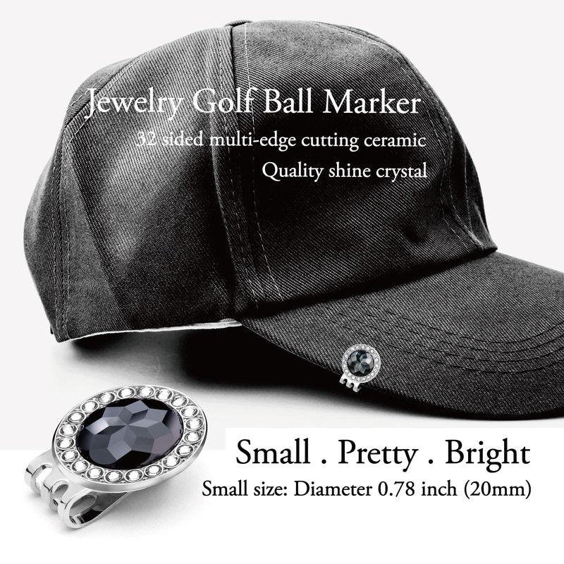E TRUEE Golf Ball Marker Hat Clip with Ceramic Crystal Ball Marker (20mm Small Size) Gifts Accessories for Golfers