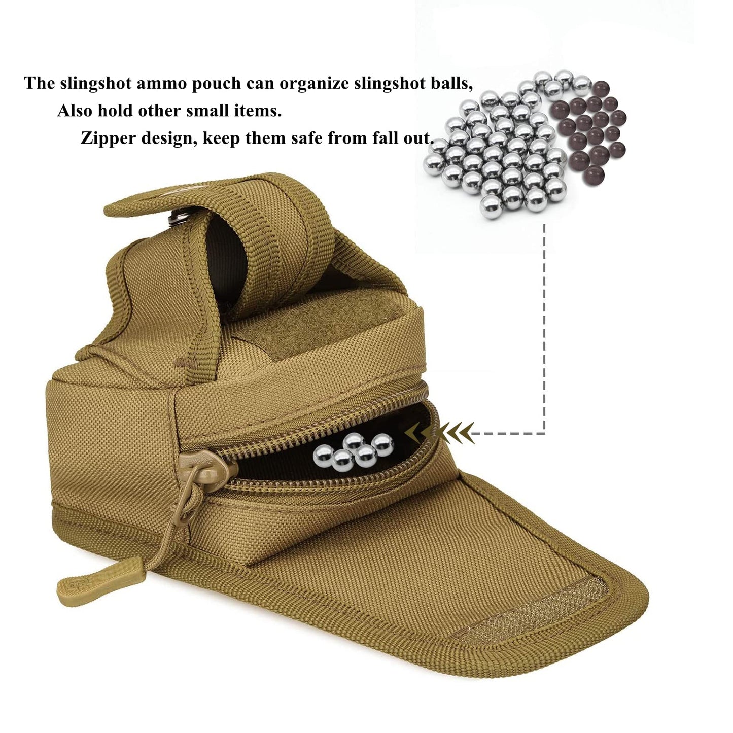 Slingshot Ammo Pouch, Tactical Catapult Slingshot ammo Storage Bag for Utility Gadget Gear Pack Ammo Steel Balls Bearings Bag