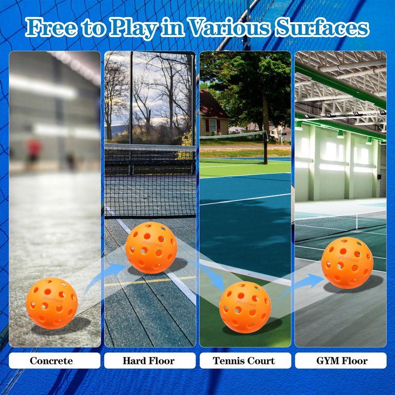 PickPeak Outdoor Pickleball Balls, 4 Pack| 12 Pack 40 Holes Premium Pickle Balls 2024 Quiet Pickleballs for All Levels Sport Durable and High Visibility Ball Usapa Standard Orange