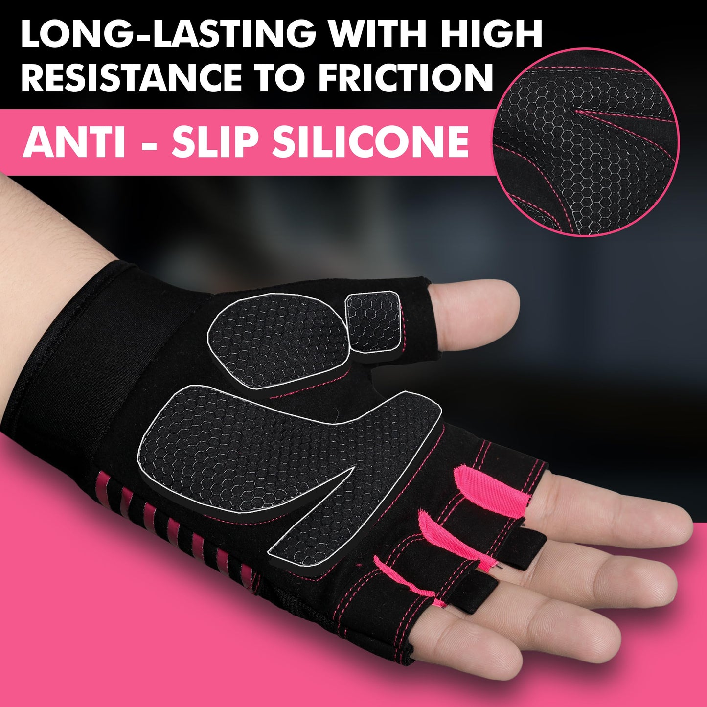 BFS IMPEX Gym Gloves for Weight Lifting,Workout Gloves with Full Palm Protection–Breathable Fitness Glove for Men & Women,Powerlifting,Crossfit,Pull Ups,Cycling,Gym Training (Pink, S)