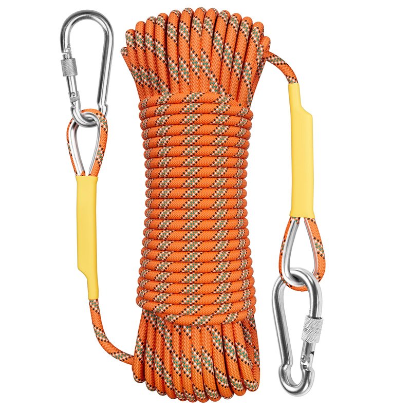X XBEN Outdoor Climbing Rope 10M (32ft) Rock Climbing Rope, Escape Rope Climbing Equipment Fire Rescue Parachute Rope (32 Foot) - Orange