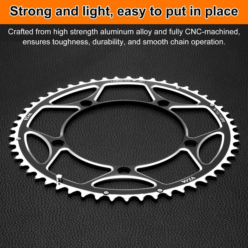 HARFINGTON 130BCD Bike Chainring 53T Round Narrow Wide Single Aluminum Chainring Chainwheel for Road Bike Bicycle 9/10/11 Speed Chains