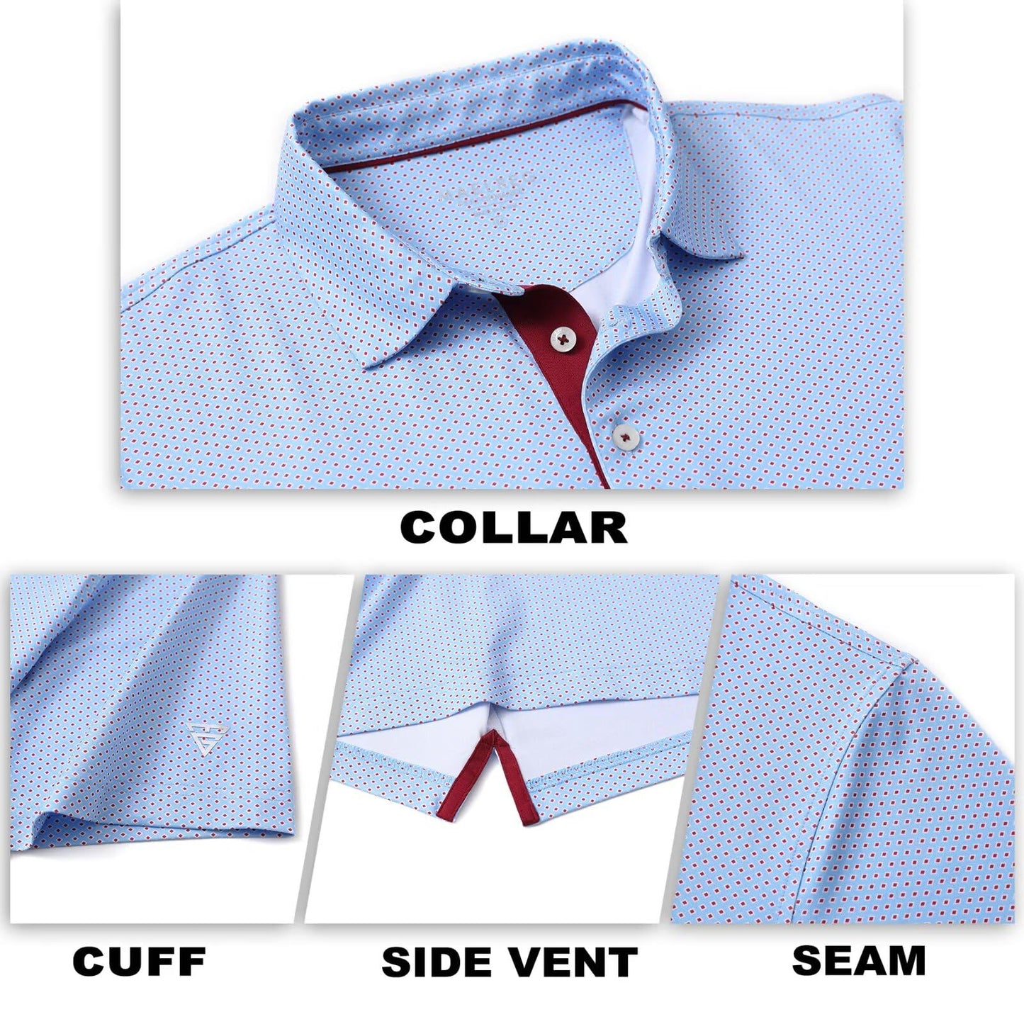 M MAELREG Mens Golf Shirt Short Sleeve Dry Fit Print Moisture Wicking Performance Patterns Collared Polo Shirt