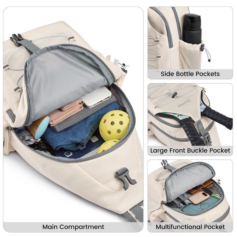G4Free Ivory Pickleball Sling Bag, Women's Crossbody Sports Bag, Lightweight Paddle Cover, 5.5" W x 10.5" L x 18.5" H