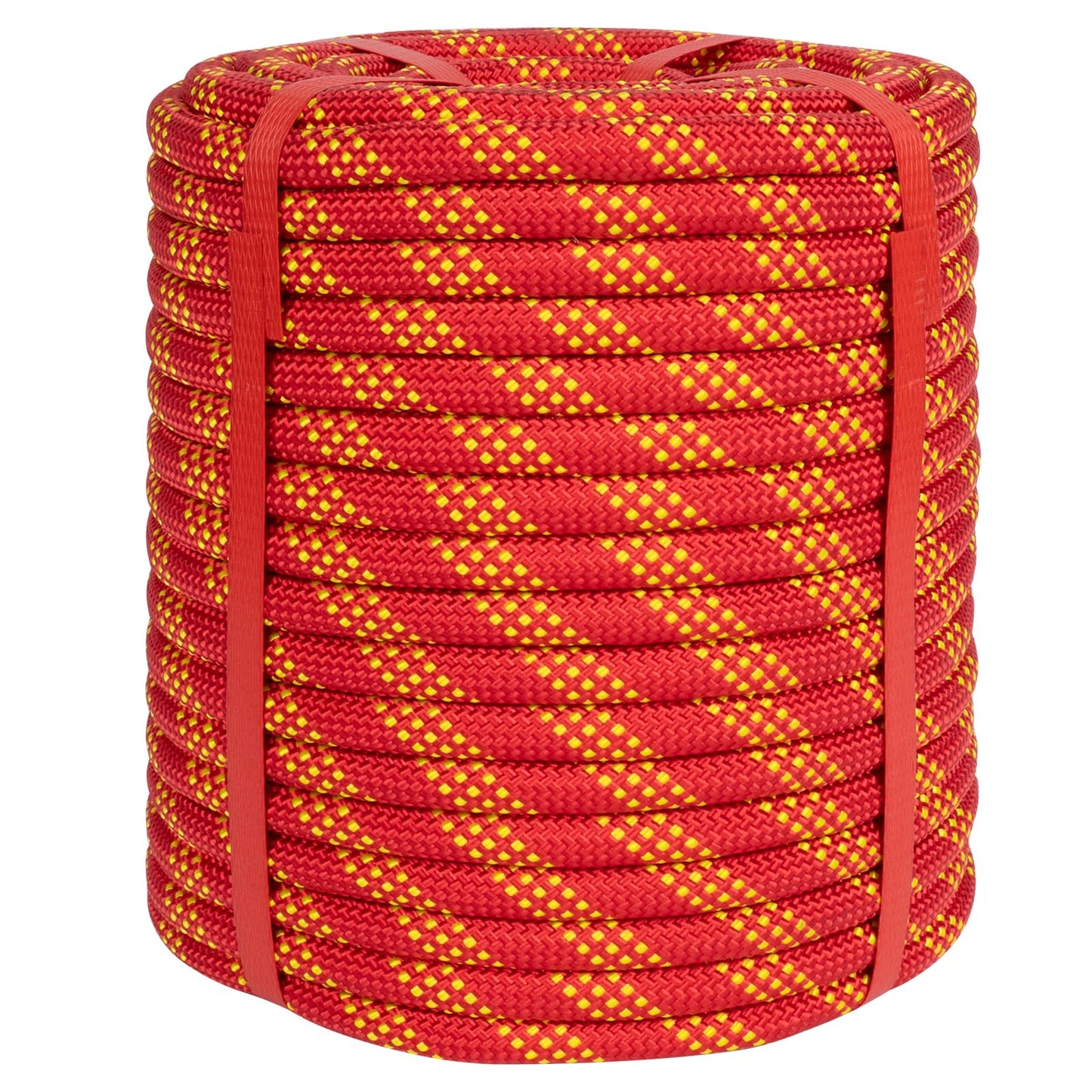 Lopevex 1/2 Inch Static Climbing Rope (150 Ft) - 9000lbs High Strength Arborist Bull Rope for Tree Pulling, Rigging & Rappelling - 48 Strand Polyester Braided Core, Red