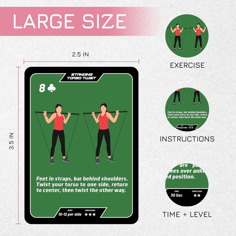 Pilates Workout Cards Deck - Body Weight Exercise Cards for Home Workouts | Fitness Cards for Men & Women
