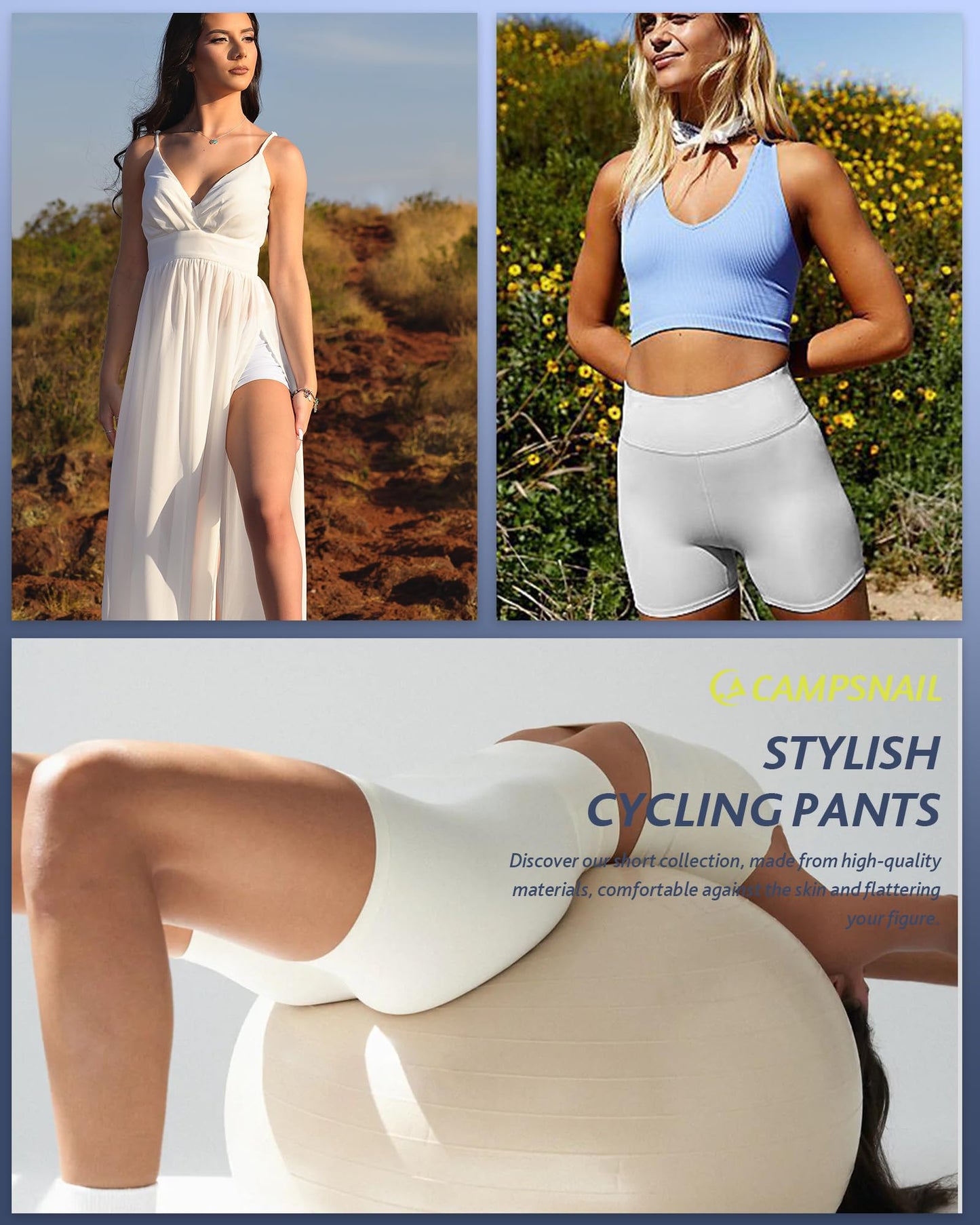 CAMPSNAIL Workout Biker Shorts Women - 3"/5"/8" High Waisted Tummy Control Spandex Booty Volleyball Shorts for Yoga Dance White