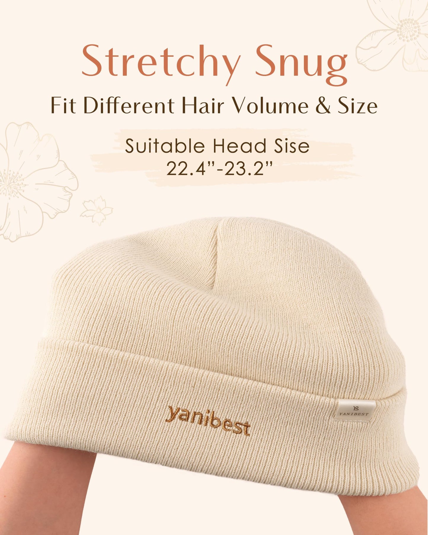 YANIBEST Mulberry Silk Lined Beanie, Winter Hats for Women Men Unisex, Soft Warm Knitted Slouchy Skull Cap Black