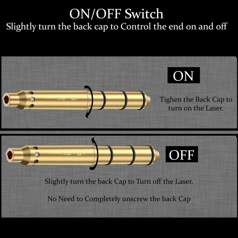 GOTICAL .38Spl Caliber Laser Boresighter Collimator, .38 Special, 9mm, .380 ACP, .357 Magnum, and .357 SIG, End Barrel Red Dot, Sight for Rifle Pistols