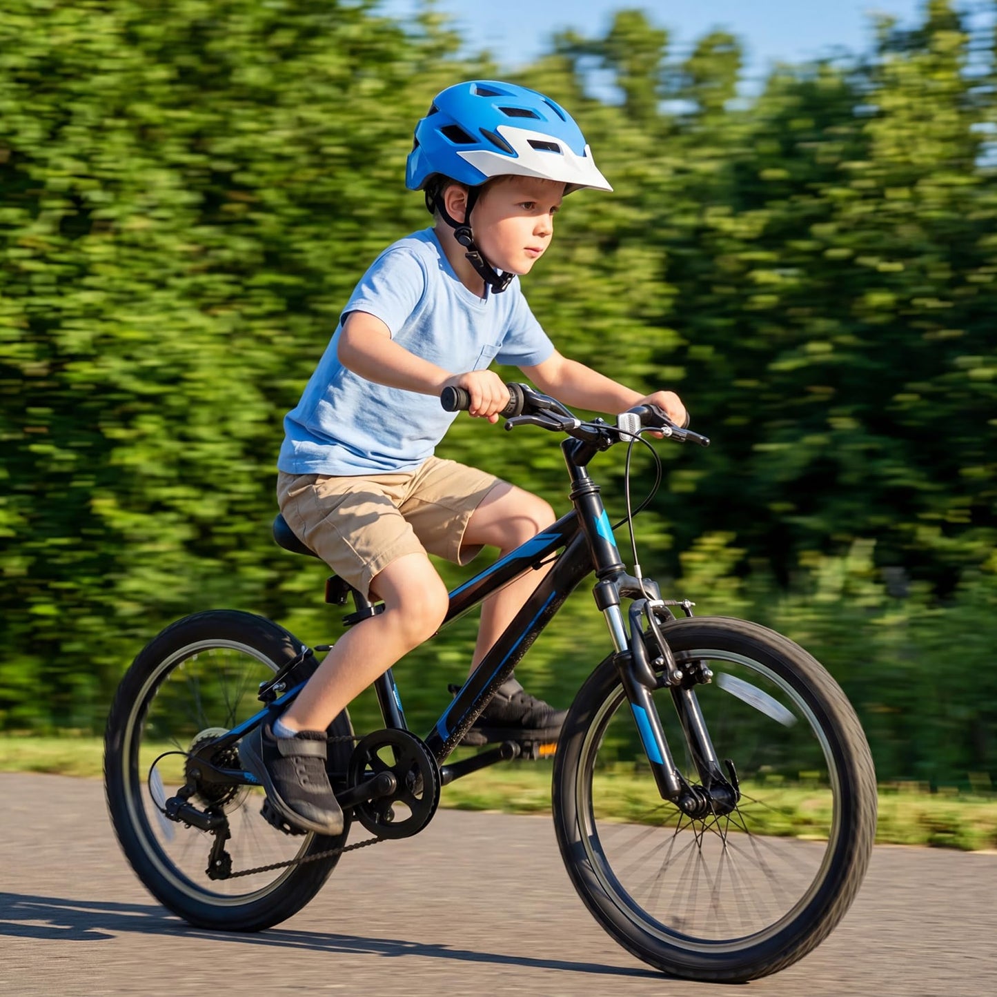 Kids Bike Helmet, Adjustable Toddler Youth Helmet with Detachable Visor & LED Light for 3-5/5-8/8-12 Years Boys Girls, Multi-Sport Helmet for Bicycle Cycling Scooter Skating