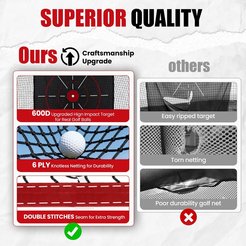 FRANKTECH Golf Net, 10x7ft Heavy Duty Practice Hitting Net for Indoor & Outdoor Backyard Driving, Includes Target, Carry Bag, Balls, Ideal Golf Gifts for Men, Dad, Him