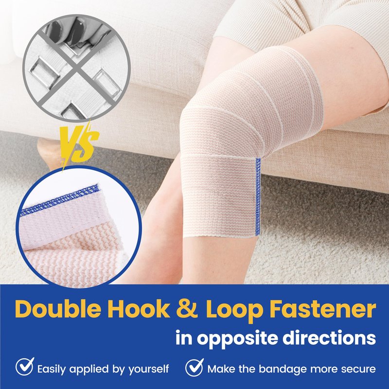 ZJCCTO 4 Pack Elastic Bandage Wrap | 6" Medical Bandage Wrap with Hook-and-Loop Fasteners on Both Ends Compression Wrap for Wounds Latex Free Stretch Bandage for Foot Arm Hand Ankle Injury