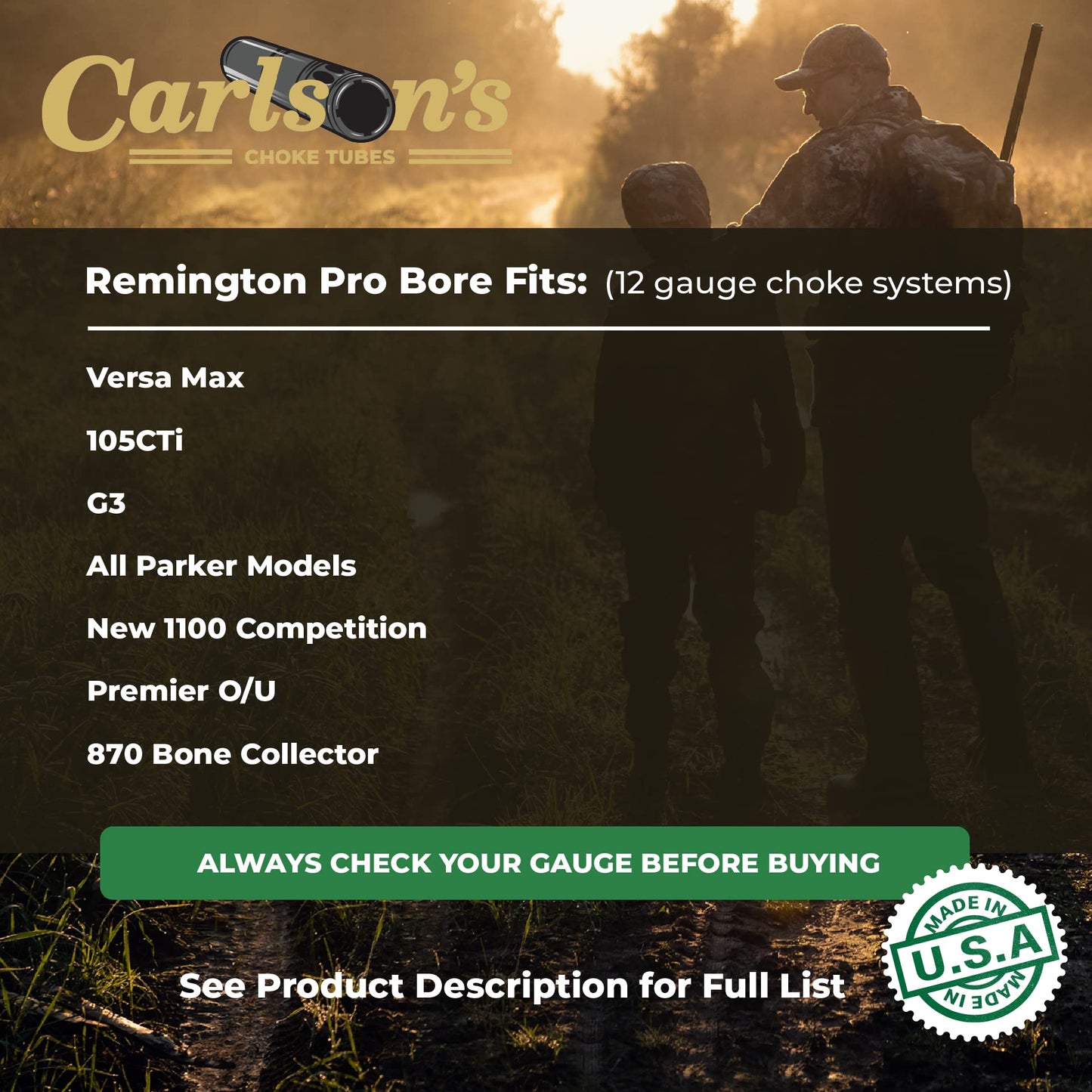 Carlson's Choke Tubes 12 Gauge for Remington Pro Bore [ Mid Range ] Blued Steel | Delta Waterfowl Extended Choke Tube | Made in USA