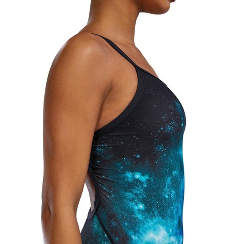 TYR Women's Durafast Elite Diamondfit Swimsuit, Blue/Green/Starborne, 30